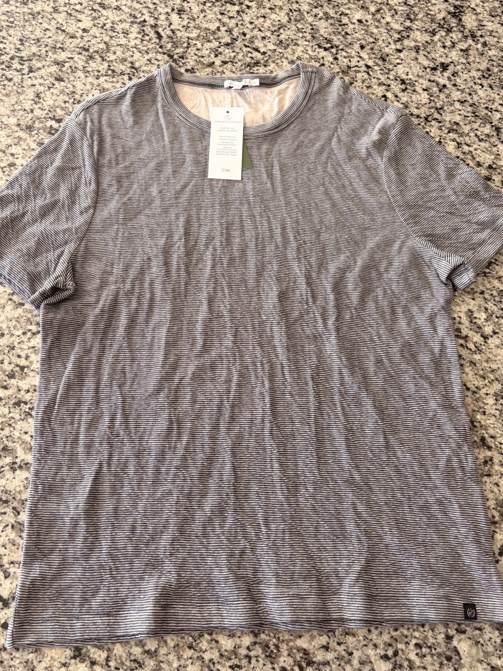 NWT Threads 4 Thought Men's Large Striped Crew Neck Tee